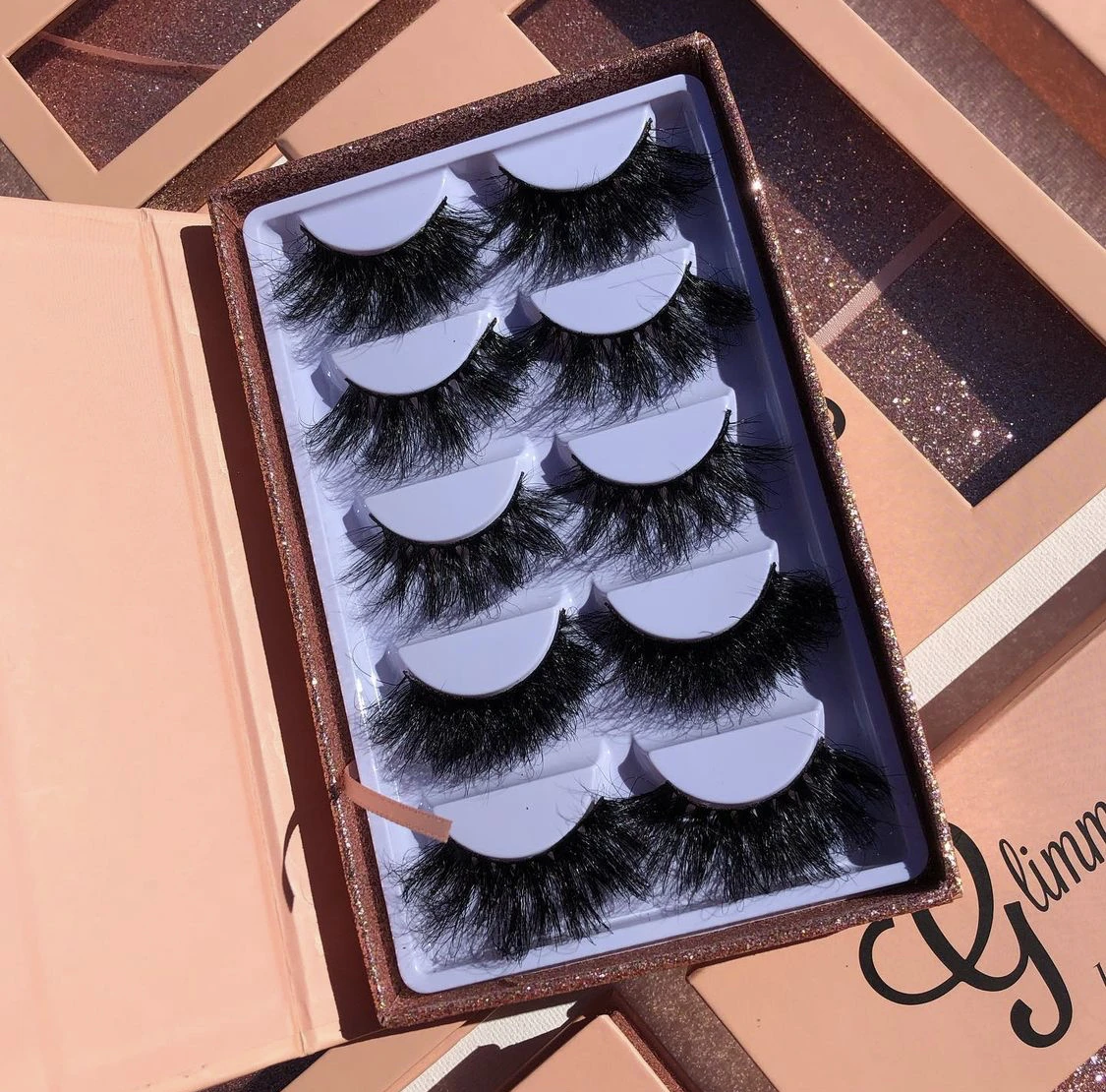 

2021 Best Selling super fluffy 25mm 3D 100% mink eyelashes Box Custom Logo Packaging with circle glitter box eyelashes mink, Black color