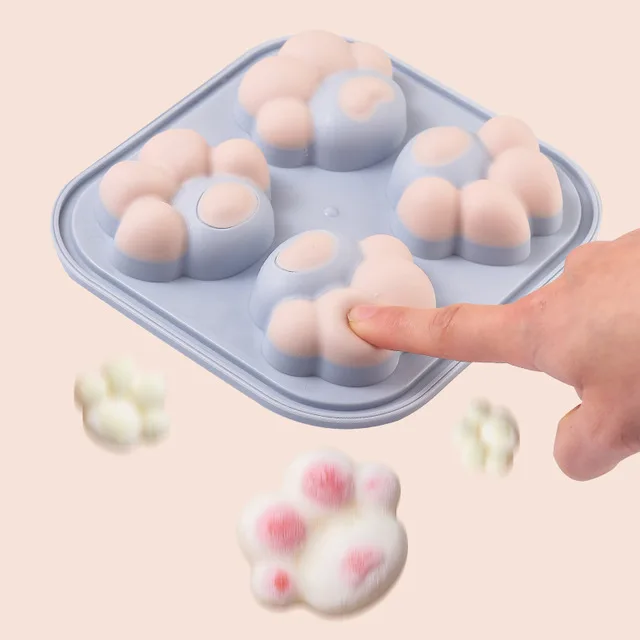 

BBA437 DIY Non-Stick Food Grade Silicone Molds Ice Cube Trays Silicone Ice Tray Mold Cartoon Cute Cat Paw Silicone Molds, More colors