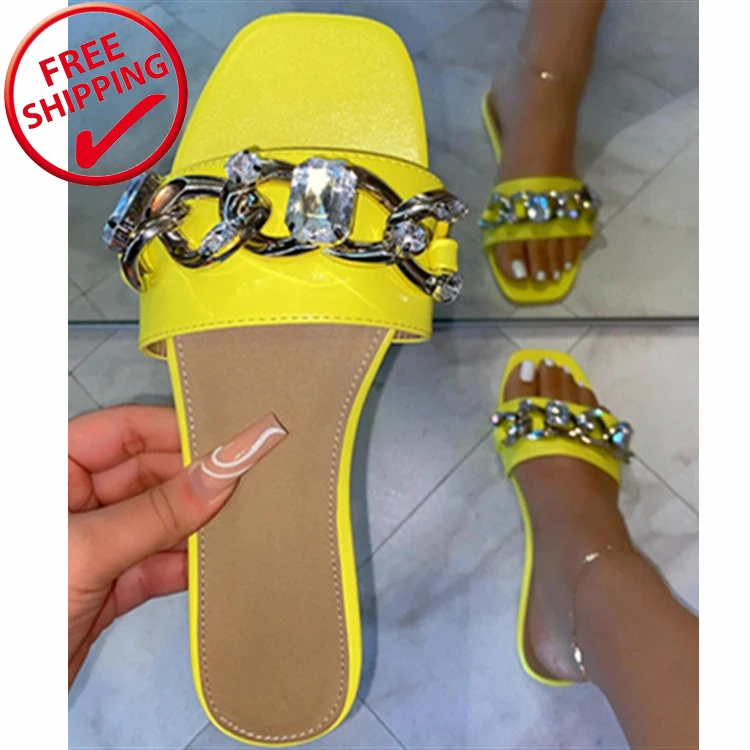 

Women's Summer Outdoor Bling Sandals Flat Flip Flops Beach Sandals Flat Slippers, Candy color