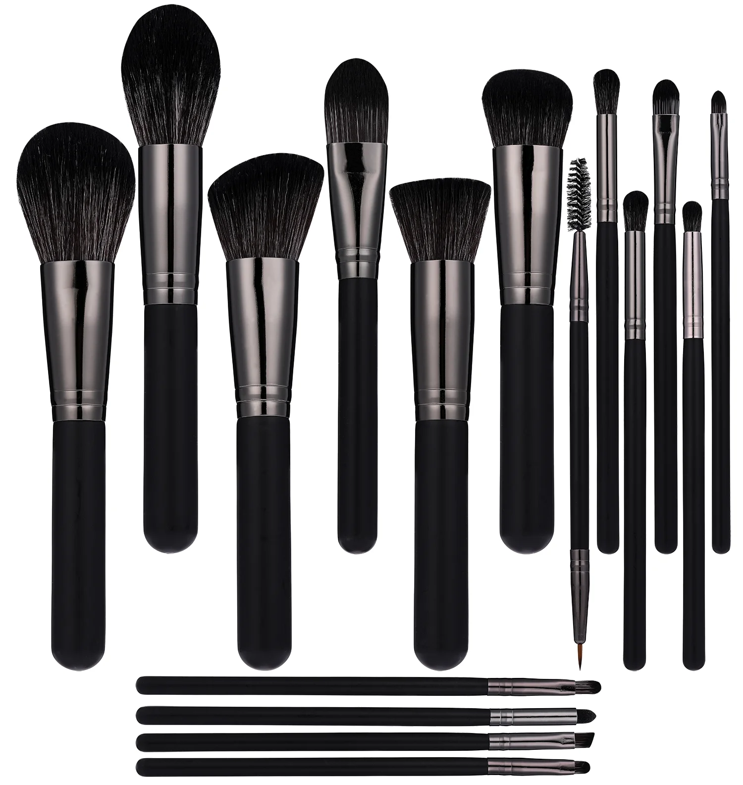 

Amazon best seller 16pcs cosmetic brush private label black oem no logo make up brushes kit, Picture or customized color