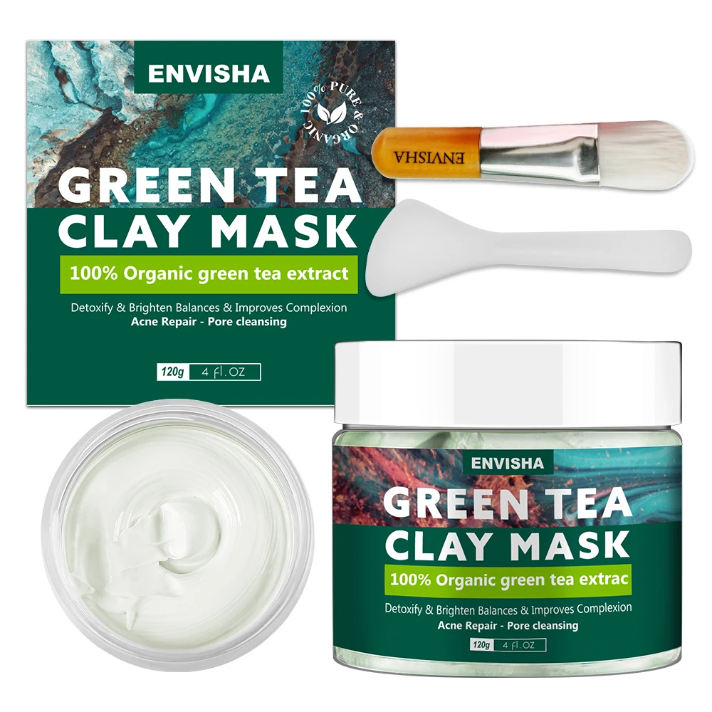 

OEM private label free brush natural bentonite kaolin facial green tea clay mask