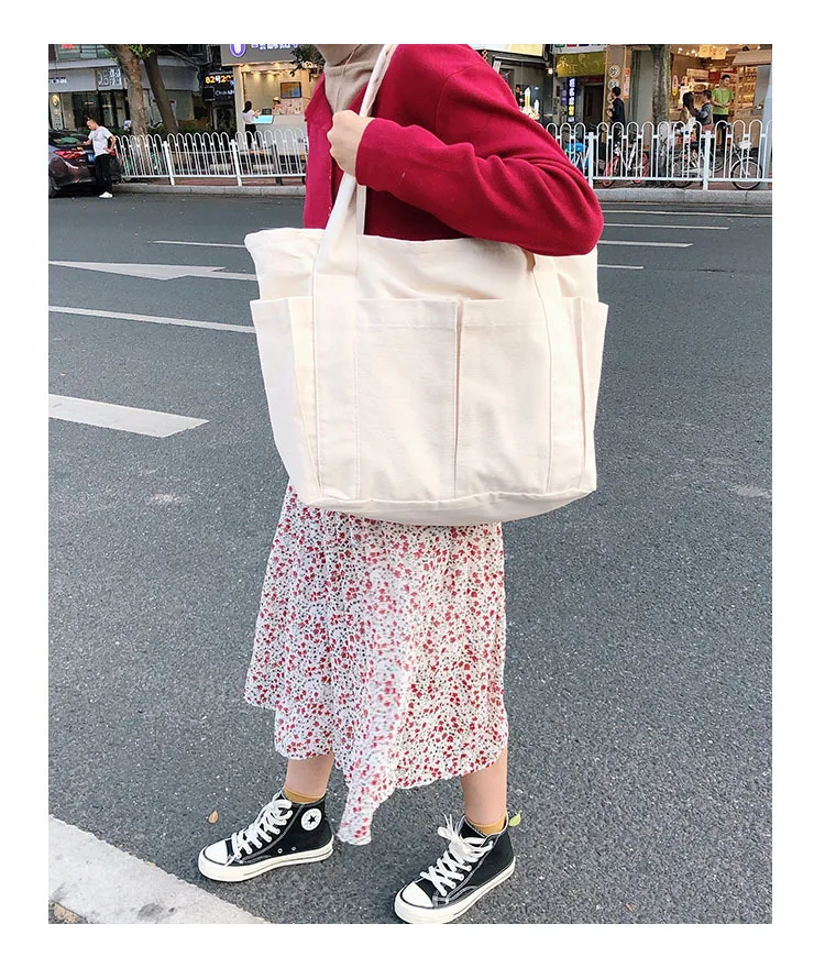 

New Style Eco Friendly Tote Canvas Bags Bolsa De La Compra Soft Cloth Fabric Custom Canvas Tote Storage Shopping Handle Bag