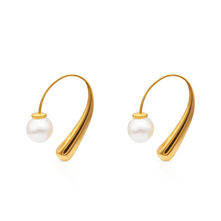 

Chris April 316L stainless steel gold plated small baroque fresh water pearl earrings