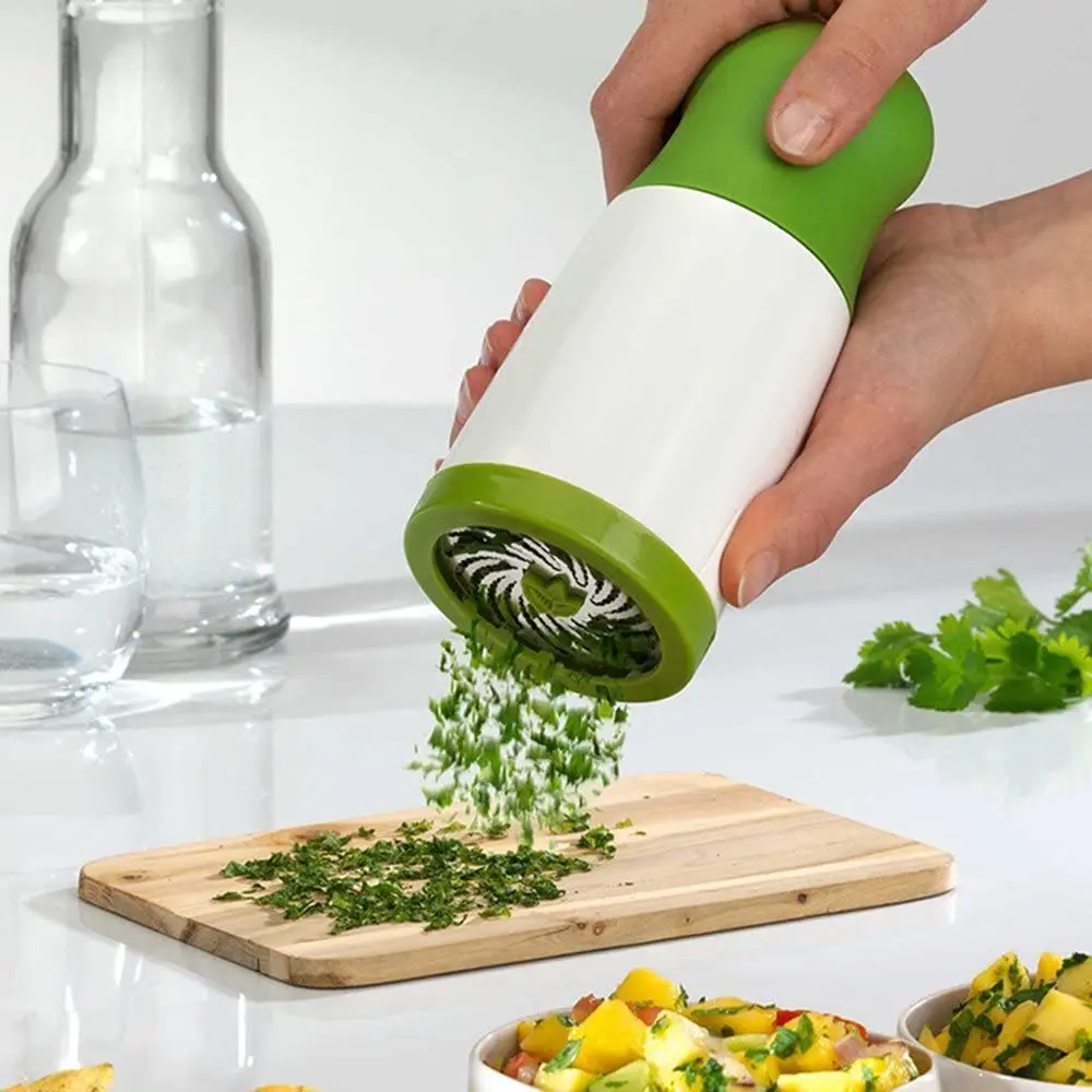 

Durable Herb Grinder Fruit Cutter Spice Mill Parsley Shredder Manual Food Vegetable Chopper Coriander Grinder, Green