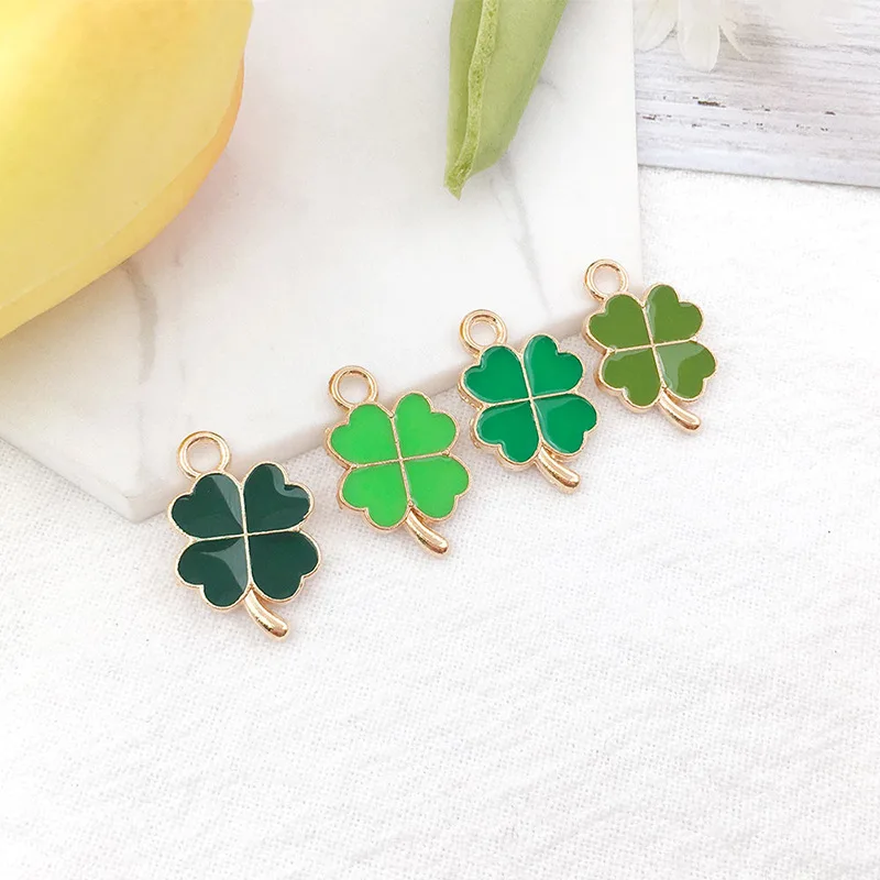 

Sell Well 48pcs Lucky Green And Fresh Four Clover Charm For DIy Jewelry Necklace Bracelet Pendant Making