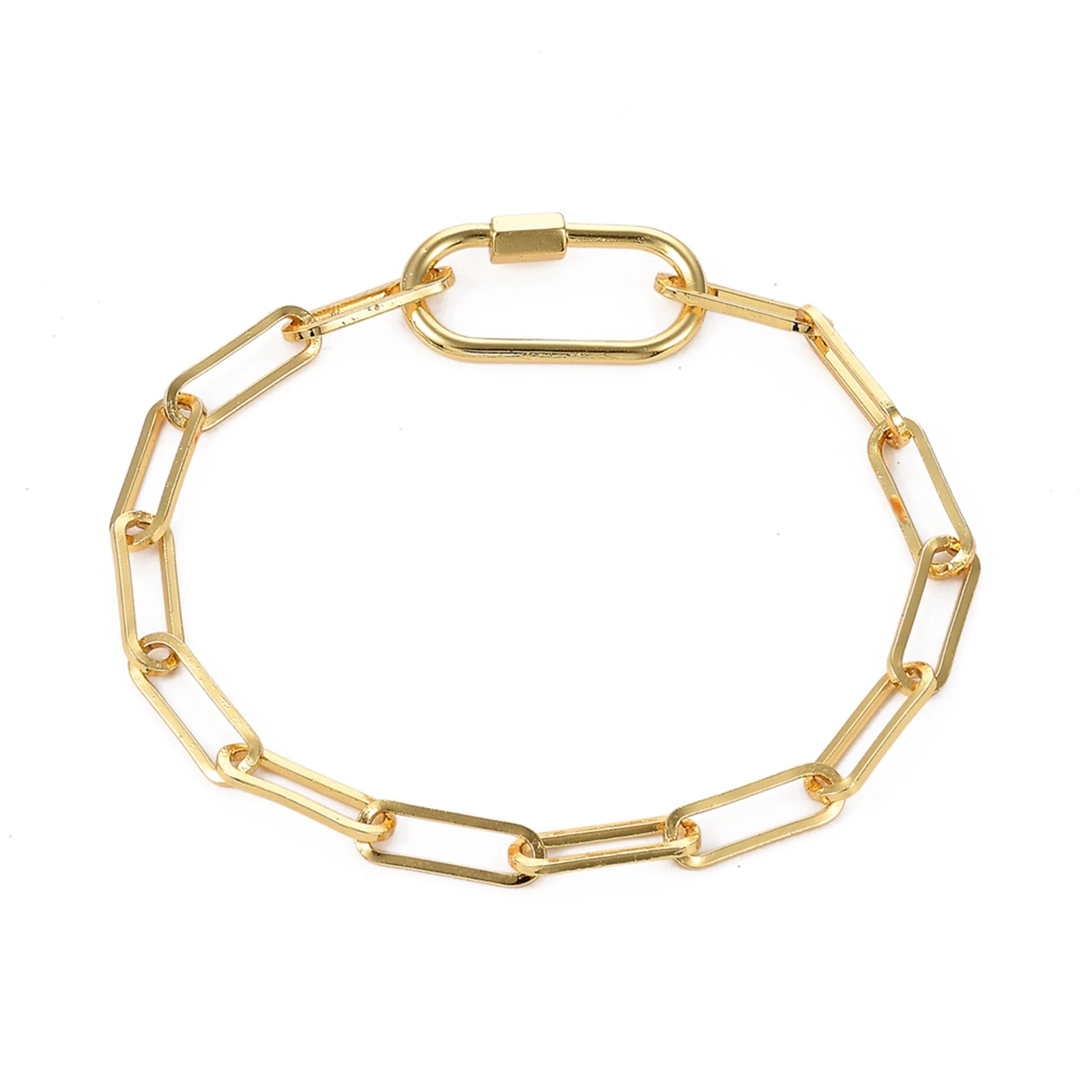 

PandaHall 8 inches Golden Brass Paperclip Chain Bracelets