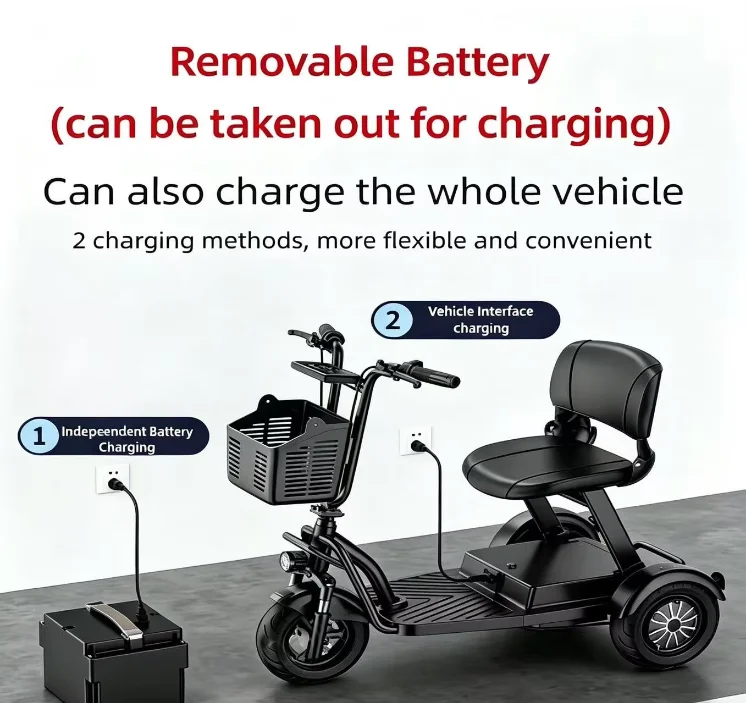 Folding 3-Wheel Electric Tricycle 500W 48V Removable Battery Preassembled for Adults Seniors Disabled Family, US & EU Stock
