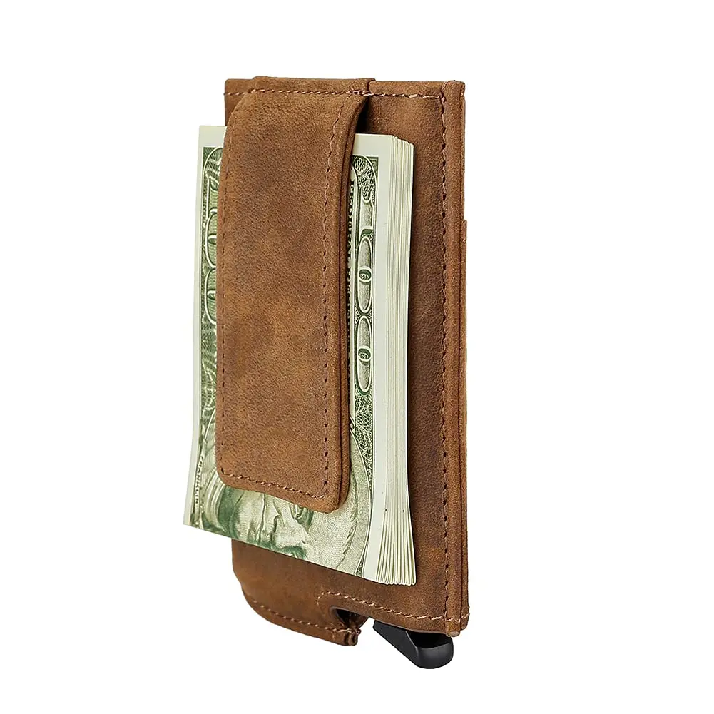 

Slim RFID-Blocking Metal Card Holder RFID Blocking Slim Money Clip Aluminum Wallet Automatic Pop-up Card Case