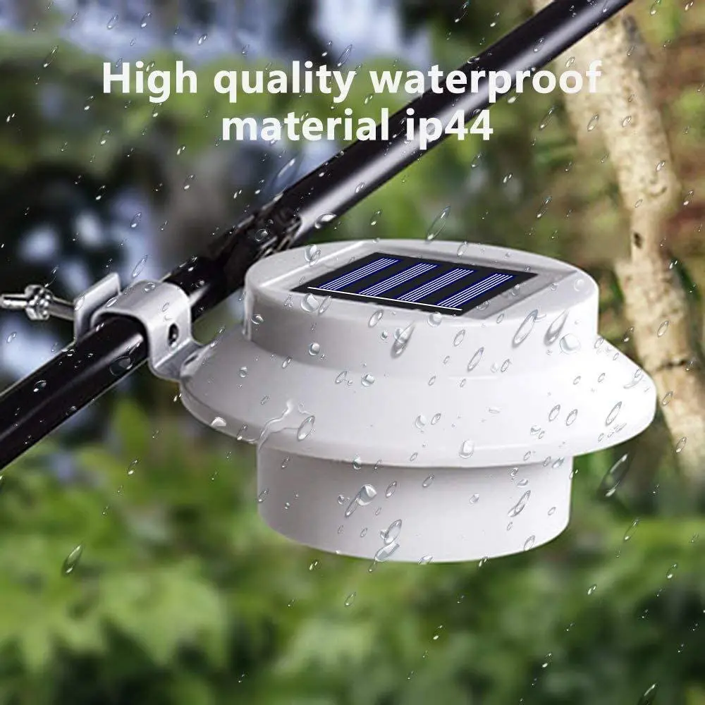 Hot solar light outdoor products 2020 3 LED IP65 Waterproof solar gutter light for garden