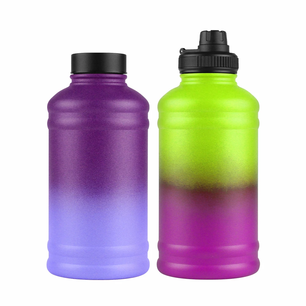 

64oz double wall stainless steel water bottle metallic vacuum flask with different lids insulated flask custom color, Customized color