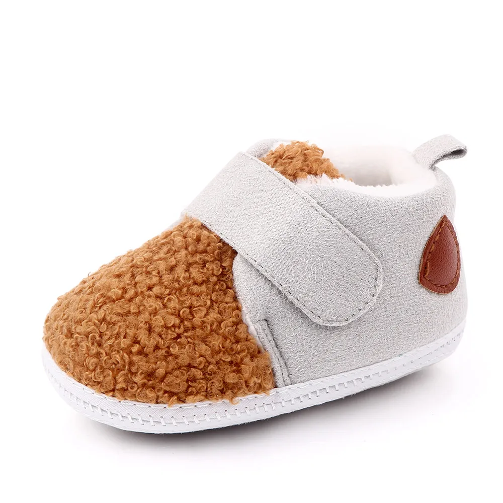 

Winter baby cotton shoes wholesale anti-slip waiking shoes soft sole, Beige/brown