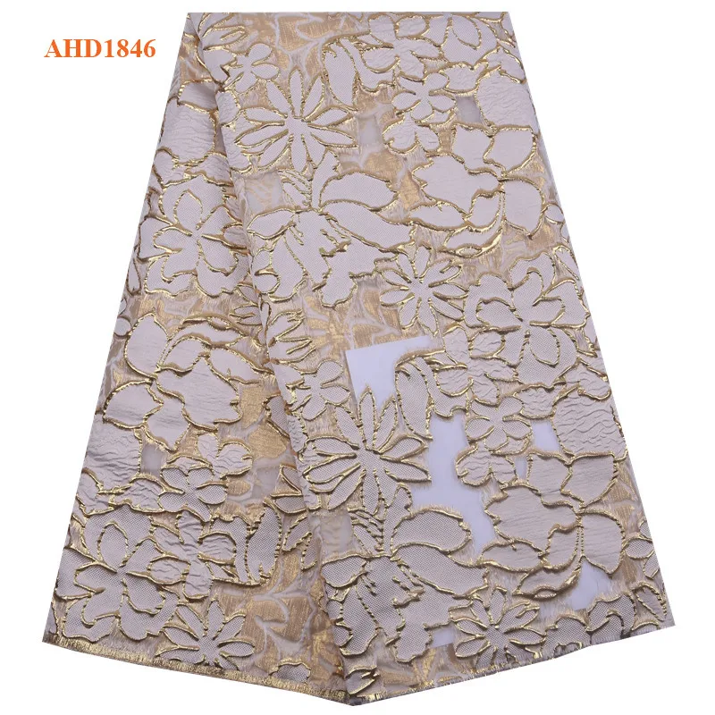 
African Lace Fabrics Latest Gilding Lace Fabric High Quality Gold Embroidery French Tulle Lace Fabric For Wedding Y1846 