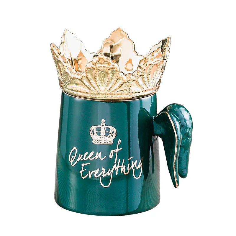 

Nordic creative Angel crown ceramic mug with lid cup Coffee mug ceramic with wings mug gift