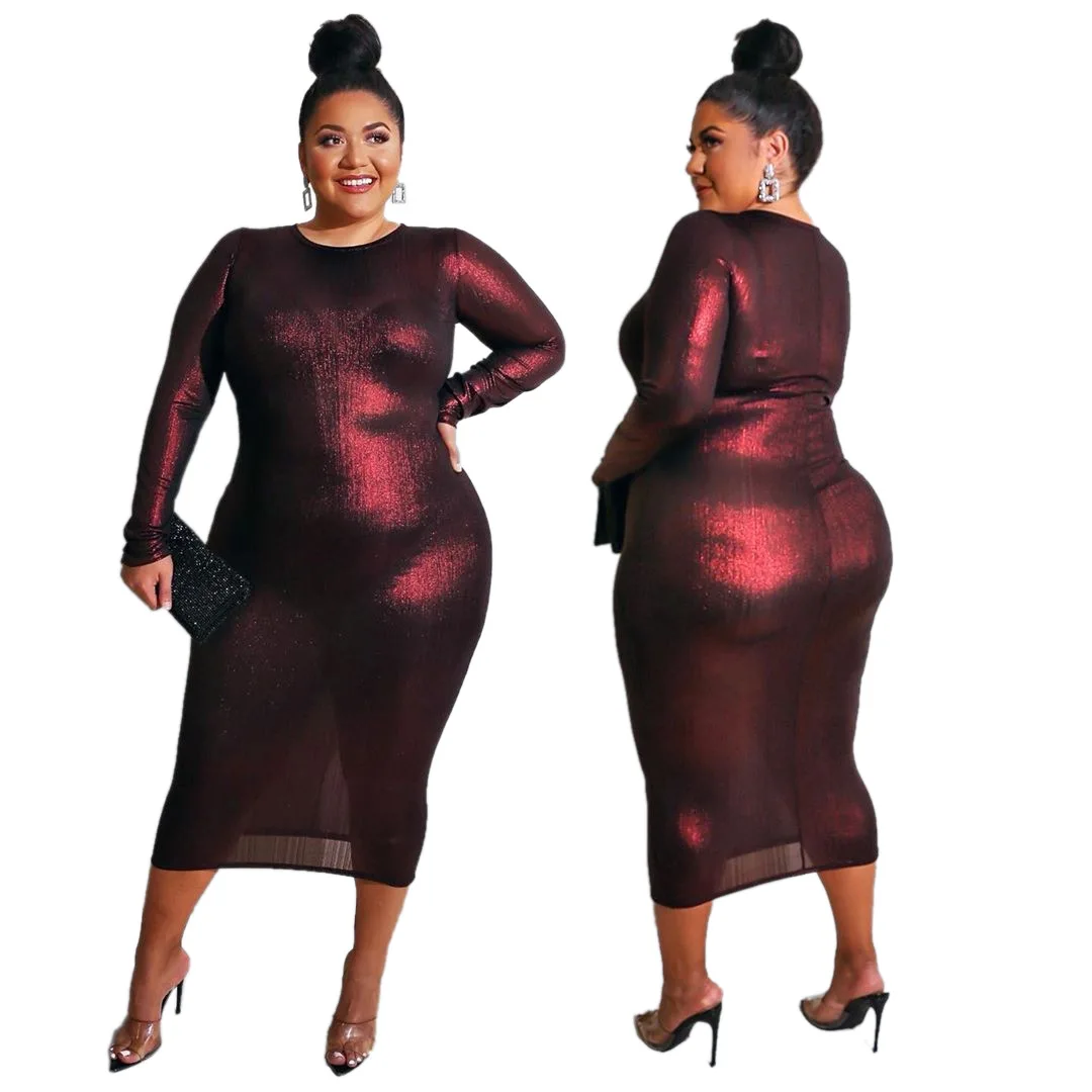 

Wholesale Fashion Women Long Sleeves Modal Fabric Clothes Casual Dresses Plus Size Dress