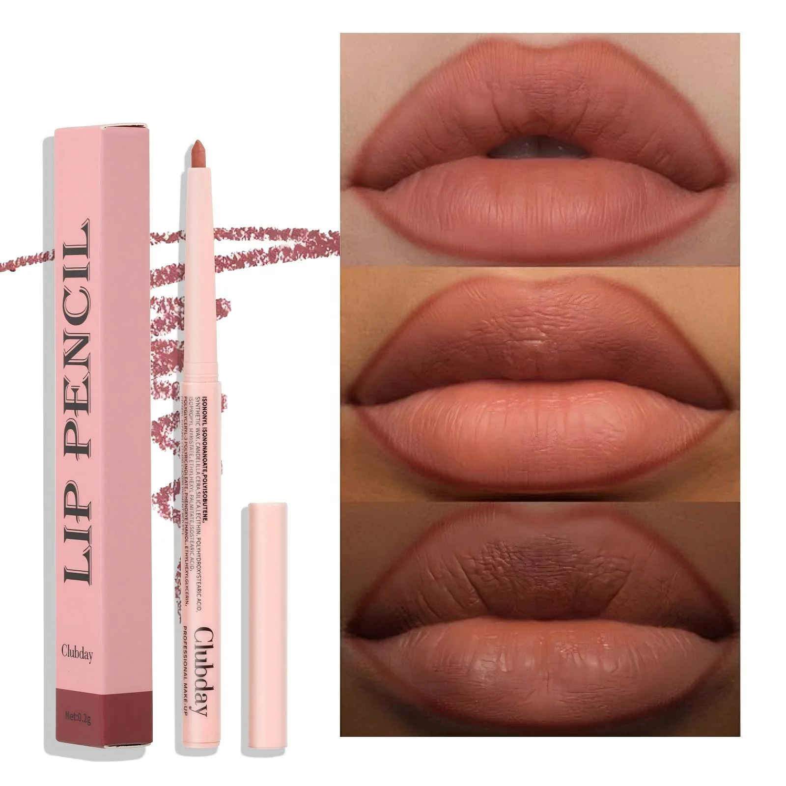 Wholesale Matte Long-lasting Lip Liner Pencil Waterproof Cruelty-Free Rotating Lipstick Pen with Custom Logo Natural Feature