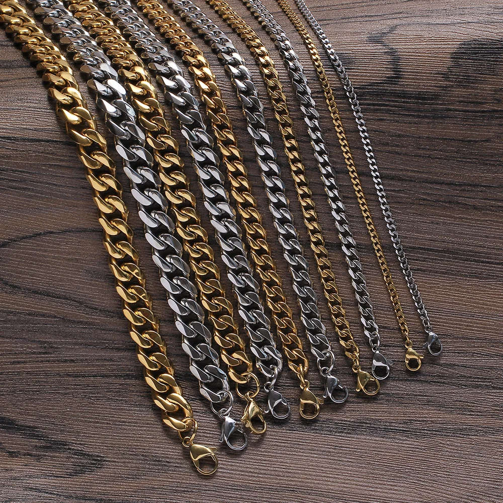 

' SC002 3mm 5mm 7mm 9mm 11mm Necklace Stainless Steel cuban link chain Hip Hop Jewelry