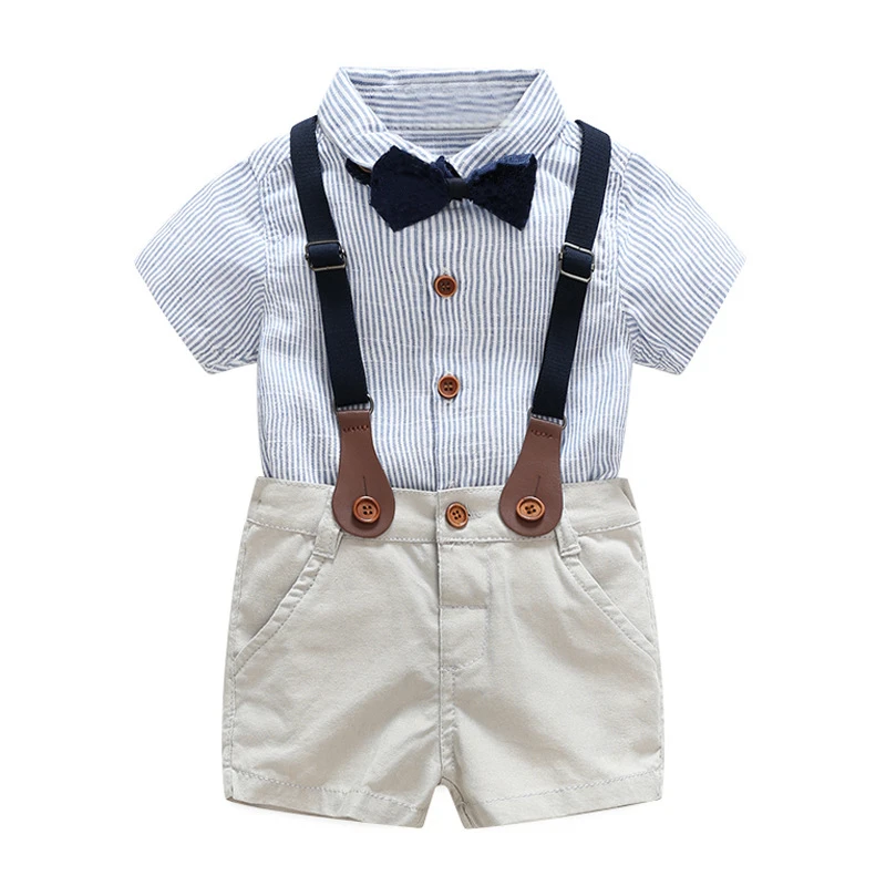 

Wholesale kids clothing sets casual wear boys outfits Bow tie striped shirt children's clothing sets, Pictures