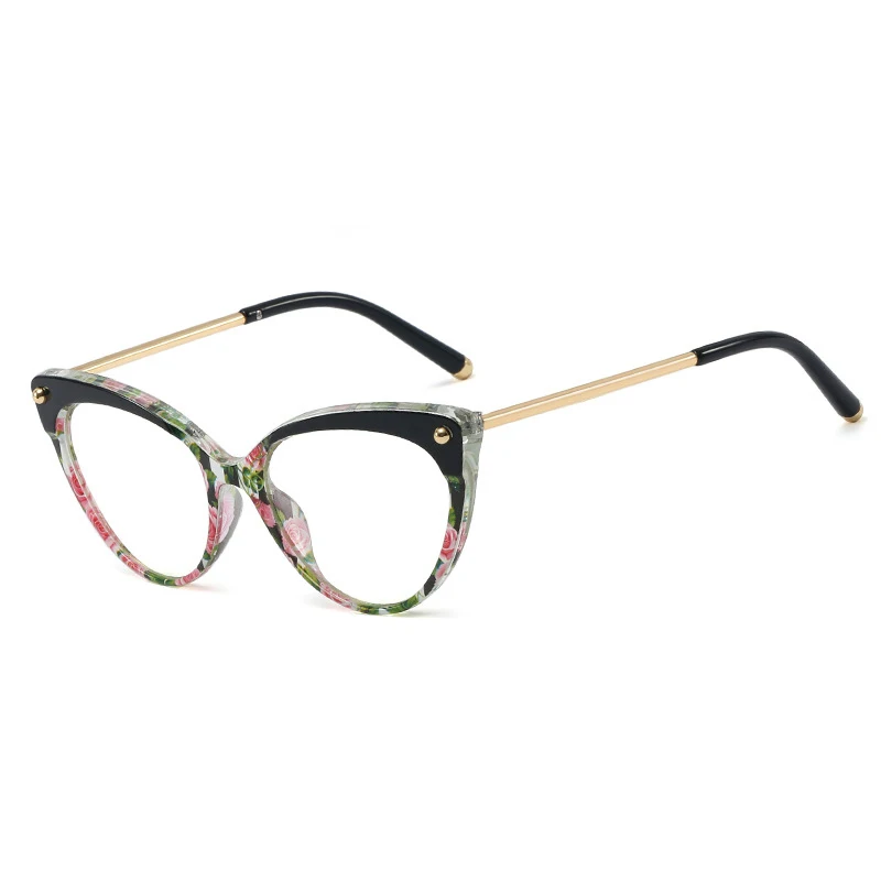 

Anti Bluelight Block Blue Ray Radiation Eyeglass metal frames Ladies Cateye Fashion Glasses Logo Tr90 cat eye optical frame