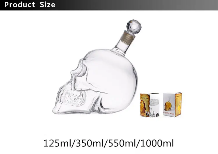 Wholesale Fancy Skull Borosilicate Glass Whiskey Decanter