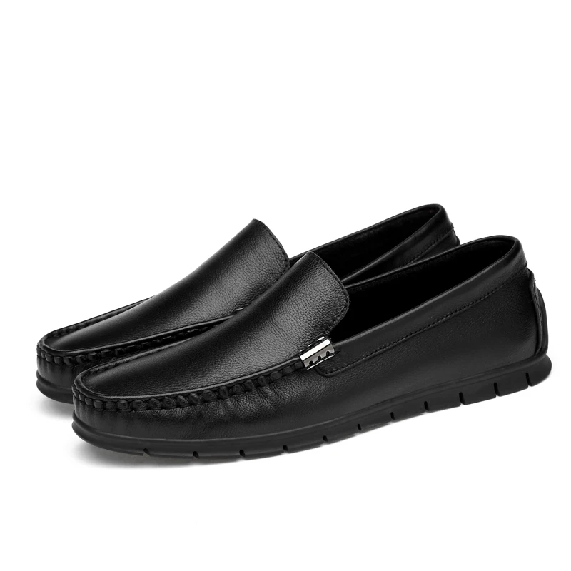 

men's leather shoes slip on casual loafers driving First layer cow leather boat shoes men size, Custom made