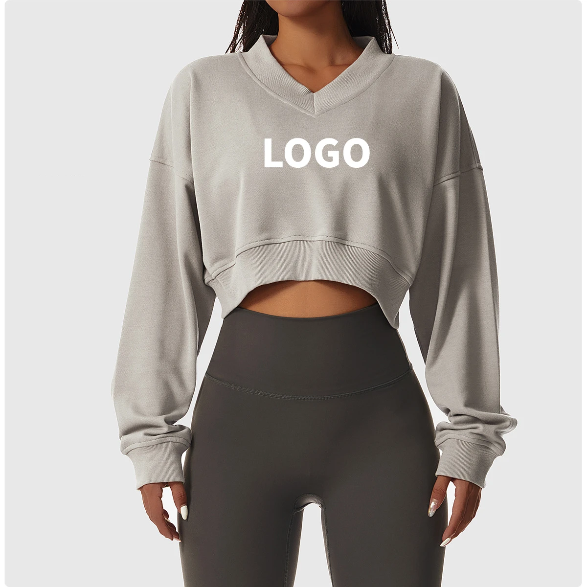 

Running Fitness Yoga Top Workout Gym Fitness Sets Women Custom Logo Dry Slimming Training Crop Hoodie V Neck Jacket