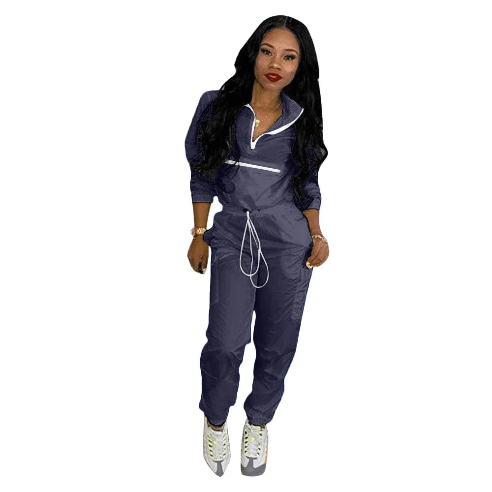 

9S4U 2020 Fashion Fal Womens Sports 2 Pieces Zipper Long Sleeve Outfits Two Piece Set Women Clothing, Customized color