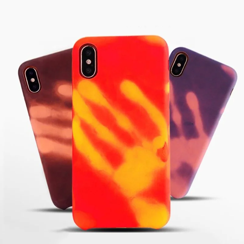 

Temperature Sensitive Heat Sensor Phone Cover Thermal Changing Color Leather Cell Phone Case For iPhone X XS Max XR