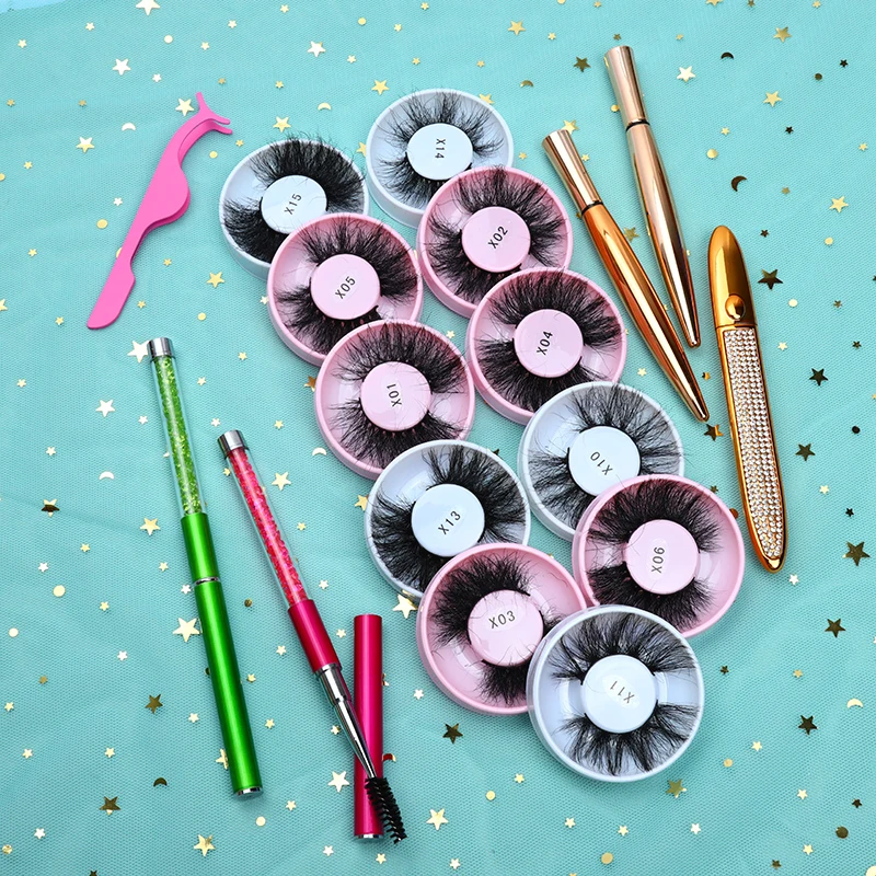 

Wholesale Custom Cheap 3d 5d 25mm Mink lash private label mink eyelashes super fluffy 25mm mink eyelash, Black