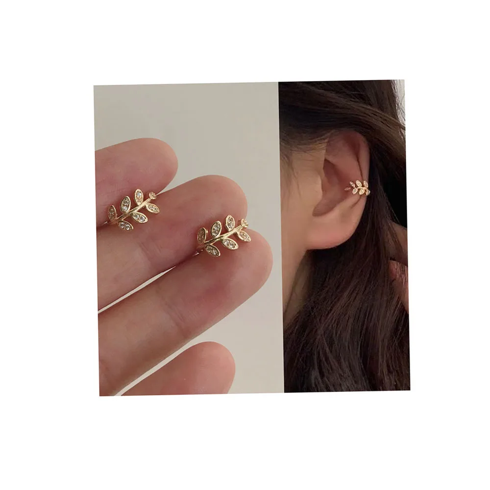 

Wholesale Price INS Style Simple Leaf Earrings Hypoallergenic Cuff Earrings Cute Leaf Ear Cuff for women Girls Ladies, Gold