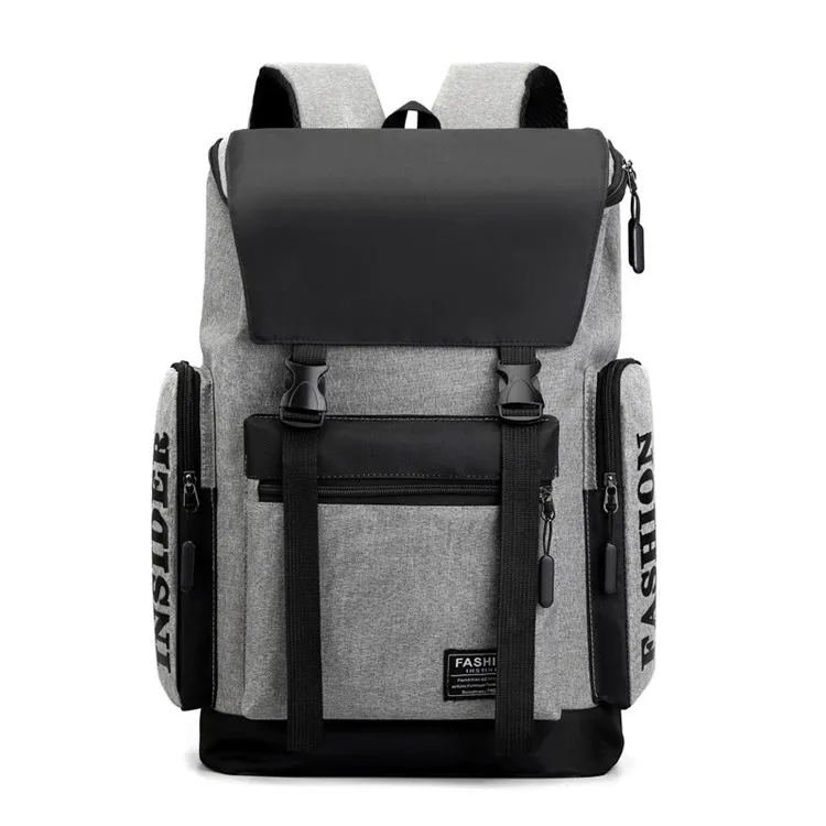 

College Style Backpack Men Casual Laptop Bag Teenager School Bag Fashion Outdoor Waterproof Sport Travel Backpack, Black,gray