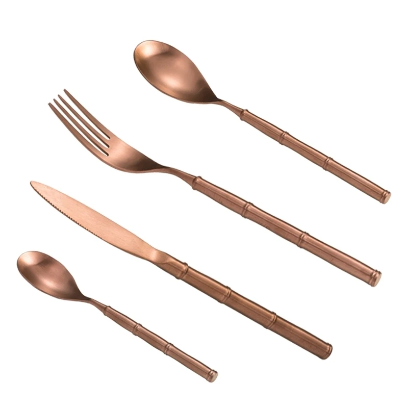 

4 Piece 410 Stainless Steel Wedding Hotel Fork Spoons Knife Forks And Knives Box Set Rose Gold Cutlery