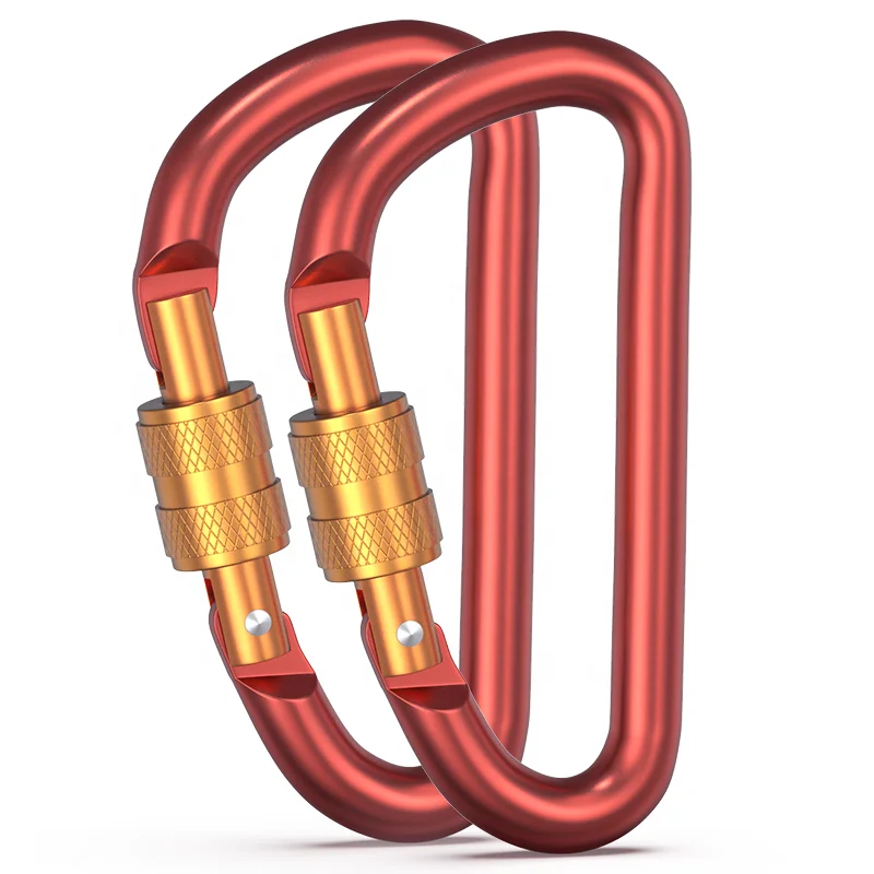 

Wholesale Orange Black Aluminium Mini Carabiner Screw Lock Small Hook Keychain