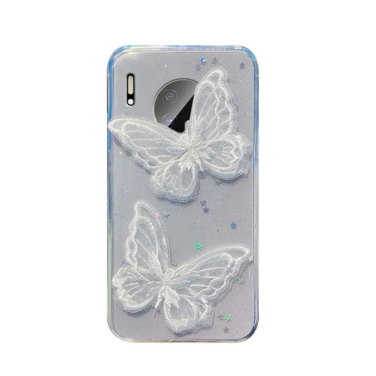 

Girls silver butterfly pattern durable slim tpu phone case for huawei mate 30