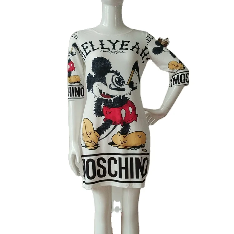 

Spring/Summer New Amazon Hot Selling European And American Mickey Cartoon Mid-Length Women T-shirt Dress
