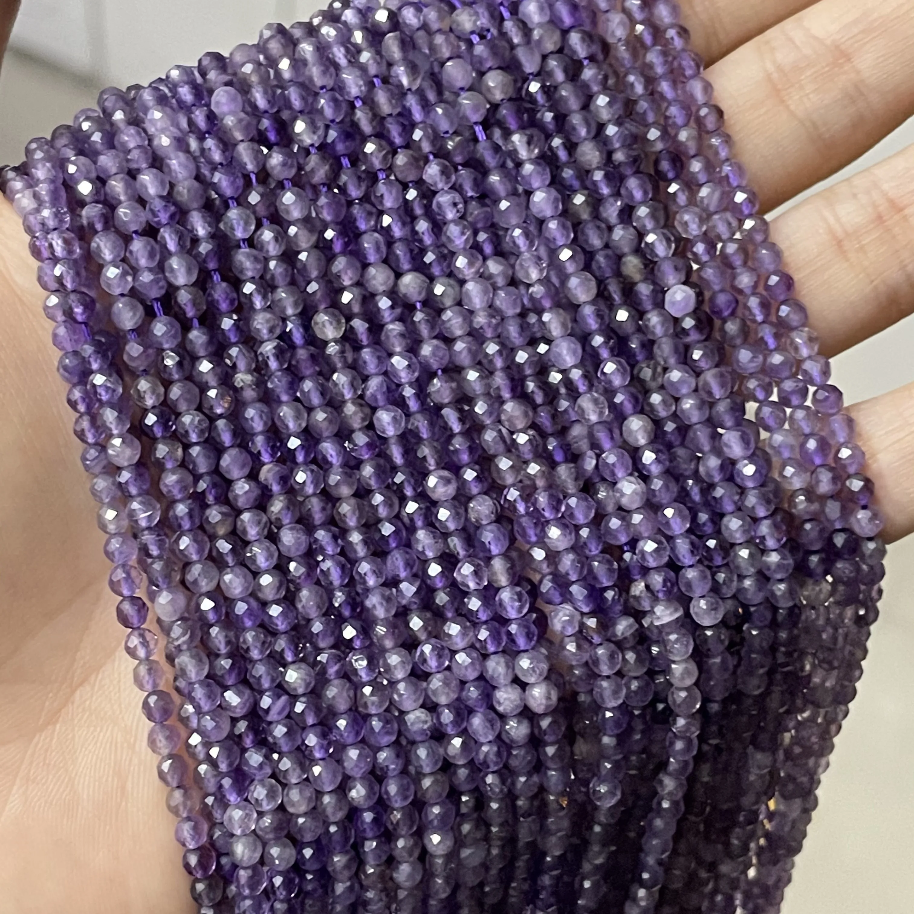 

Amethyst Natural Faceted Beads 3mm Cutting Loose Purple Crystal Quartz Amethyst Beads for Jewelry Making