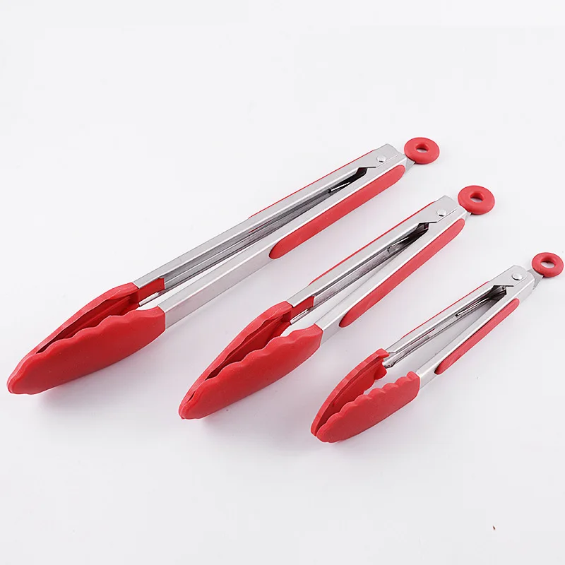 

3Pcs Per Set Stainless Steel Silicone Kitchen Food Tongs For Cooking Salad Grilling Serving And Frying, Customized