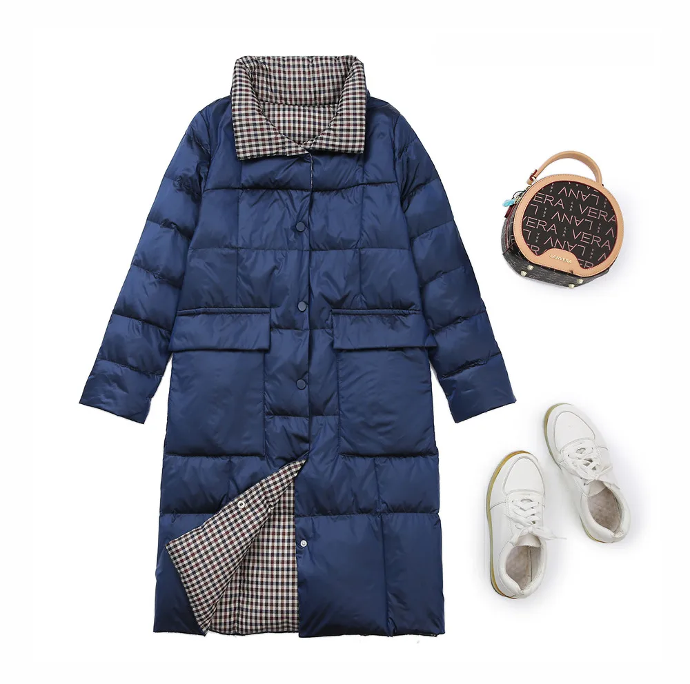 

new fashion splicing design thin and large size white duck down botton women jackets and coats 2020, Picture color