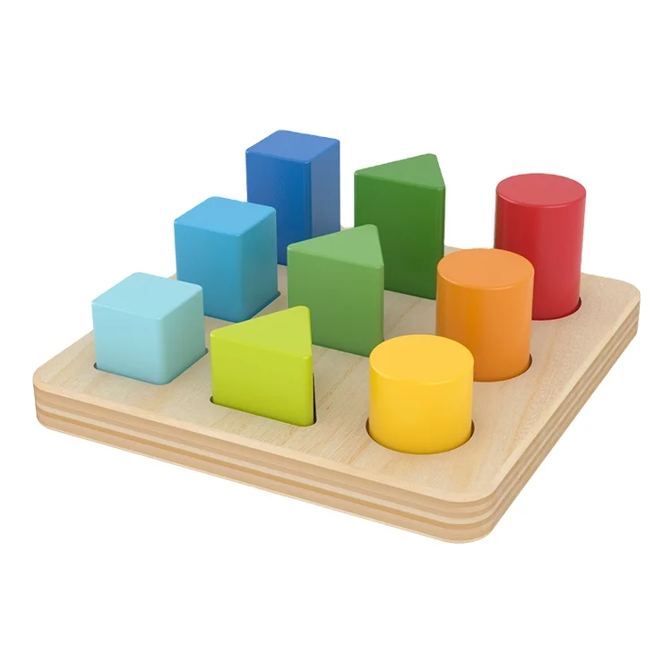 

Wooden Educational Geometry Solid Ladder Puzzles Different Style Colorful Intelligent Toy For Kids Colours and Shape Classifier