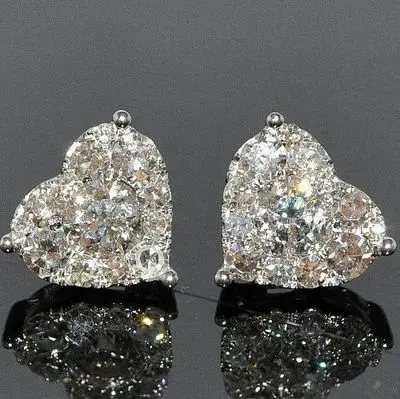 

Fashion White Gold Filled Ear Stud Earrings Exquisite Simple Heart Temperament Shine Cubic Zirconia Earrings Wedding Jewelry, Photo