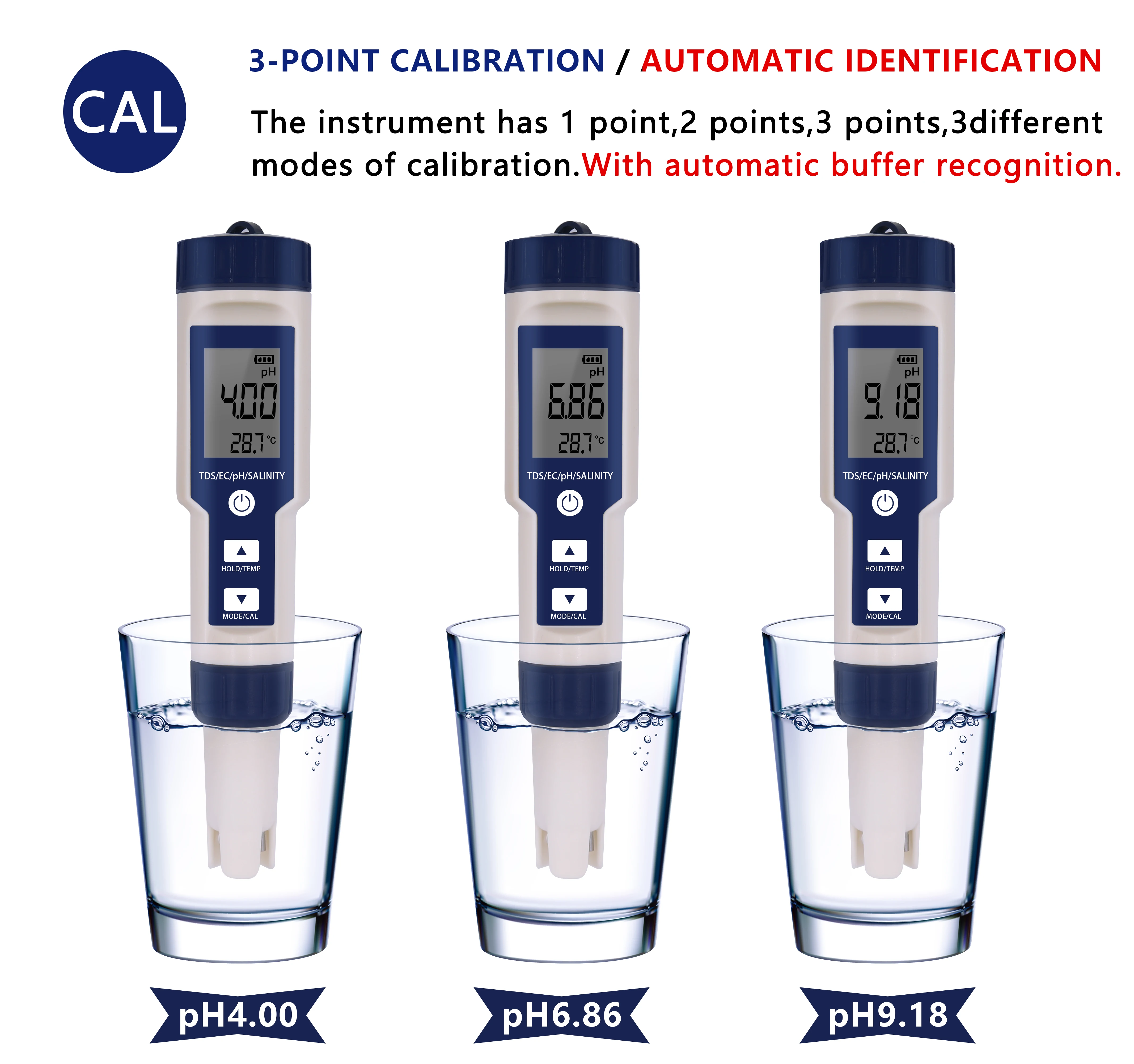
Digital portable 5 in 1 TDS/EC/PH/Salinity/TEMP Meter Multifunctional water quality tester pen waterproof 9909-SP salinity meter 