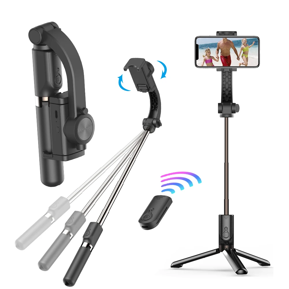 

L08 Portable 360 Degree Foldable Tripod Detachable wireless Remote Control Shutter Selfie Stick Gimbal Stabilizer for Cell Phone