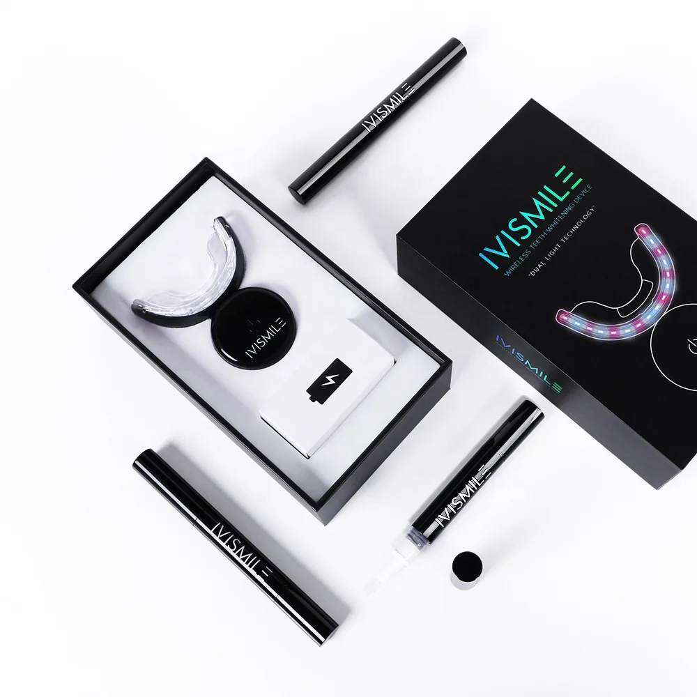 

CE Approved IVISMILE Wholesale Wireless Rechargeable Teeth Whitening Kit With Teeth Whitening Pens, Red/blue/black