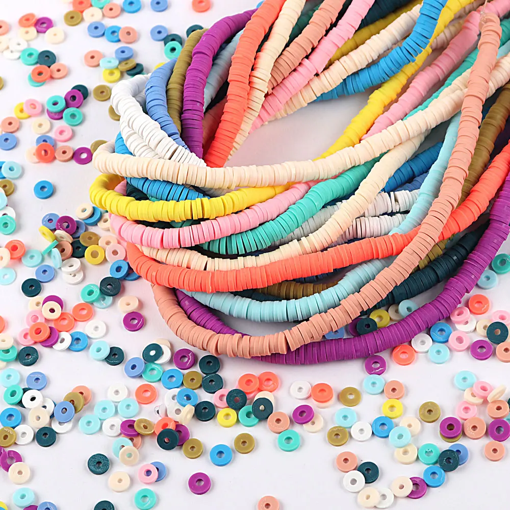 

6mm 350 pcs DIY Handmade Round Colorful Clay Disc Spacer Beads Polymer Clay Beads For Necklace Bracelet Jewelry Making