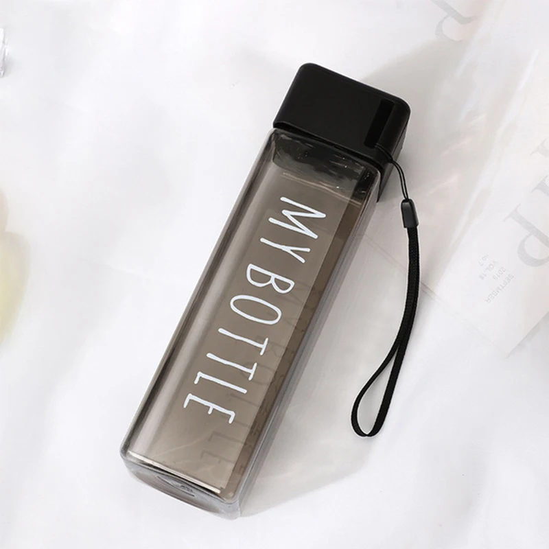 

Amazon Square MY BOTTLE Transparent Plastic Matte Water Cup Outdoor Cold Juice Sports Custom Portable Milk Ins Rope Water Bottle, Transparent, frosted