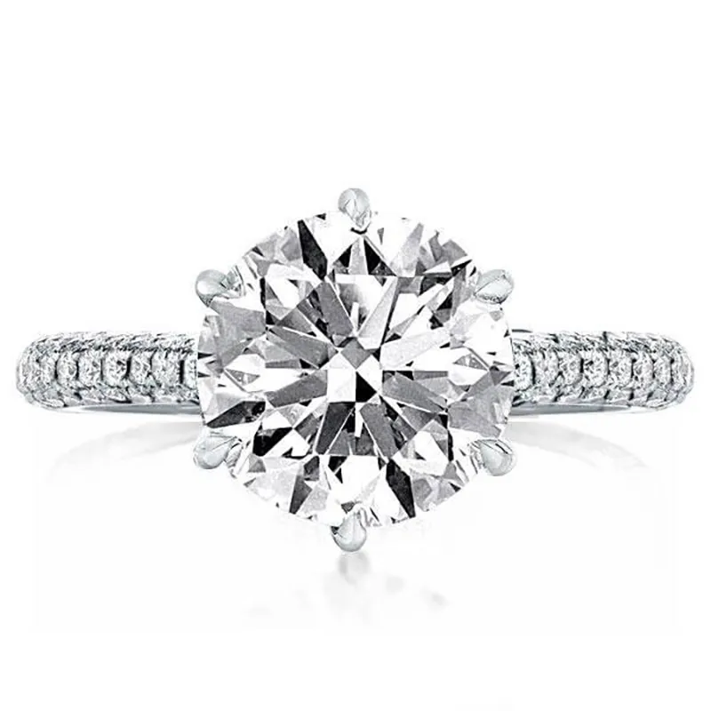 

925 Sterling Silver Micro Pave Round Cut 3.5ct Cubic Zirconia Engagement Ring for Women Anniversary Promise Rings Jewelry Gifts