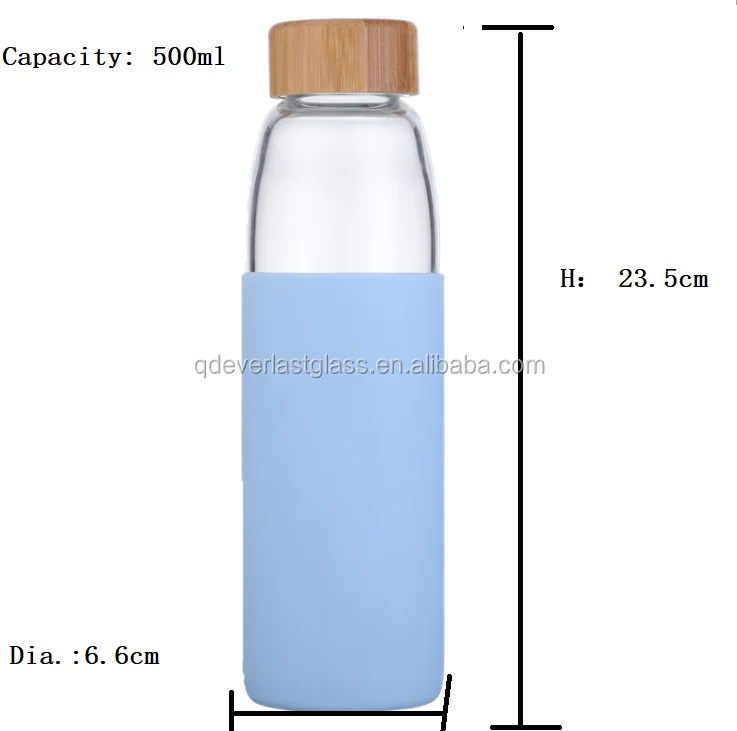 500ml Unbreakable Glass Water Bottle With Soft Sleeve / Silicone Seal