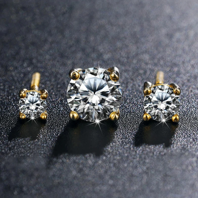 

gra certified white vvs moissanite diamond men earrings 925 sterling silver 18k gold plated 0.5 1 ct carat women wedding Jewelry