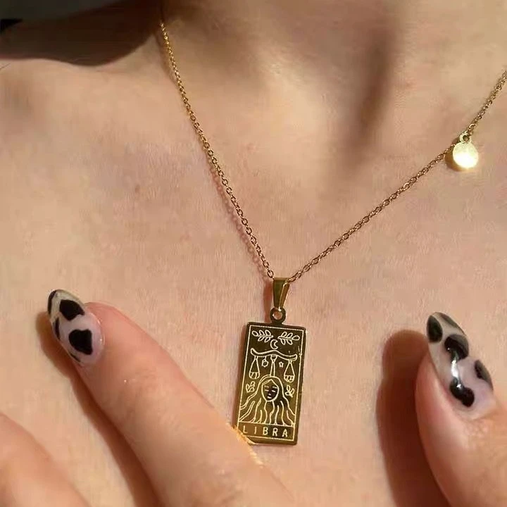 

Stainless Steel 18K Gold Plated Non Tarnish Jewelry 12 Zodiac Necklace