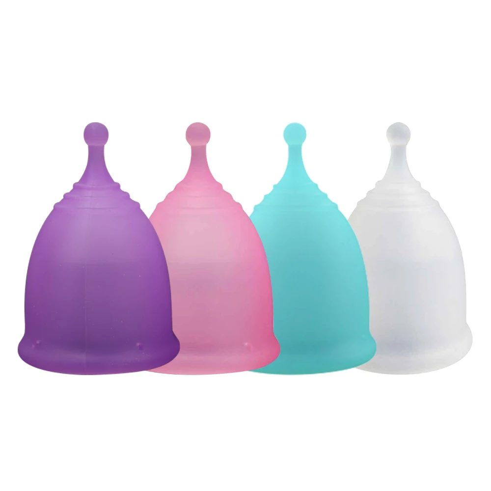 

ISO13485 Certificated Medical Silica Gel No Side Leakage Safety Material Menstrual Cups, Transparent, pink, blue,purple