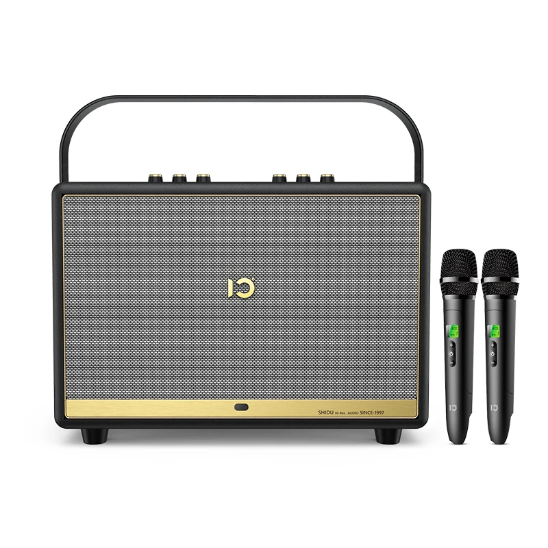 

SHIDU 120 Watts Rechargeable Portable Active Powerful Karaoke Amplifier PA System Set Indoor Hi-Fi Wireless Bluetooth Speaker